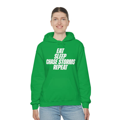 Eat, Sleep, Chase Storms, Repeat Sudadera con capucha 