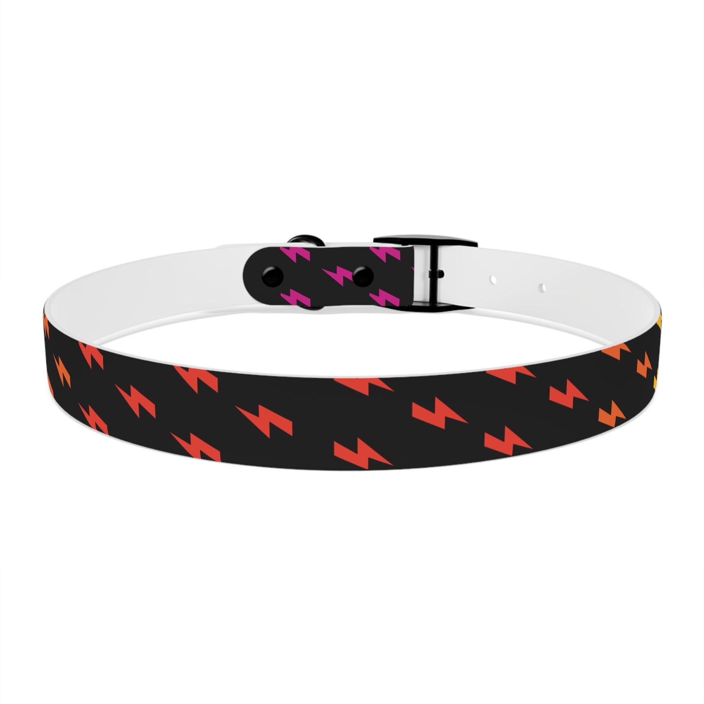 Lightning Icon (Black/Rainbow) Dog Collar