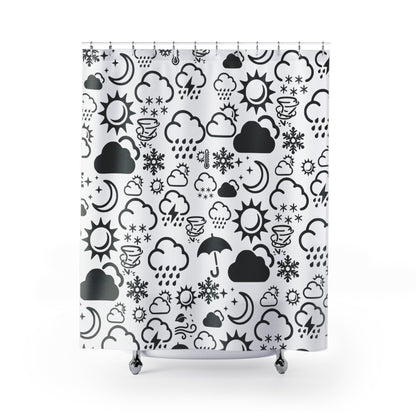 Wx Icon (White/Black) Shower Curtain