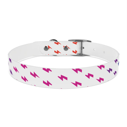 Lightning Icon (White/Rainbow) Dog Collar