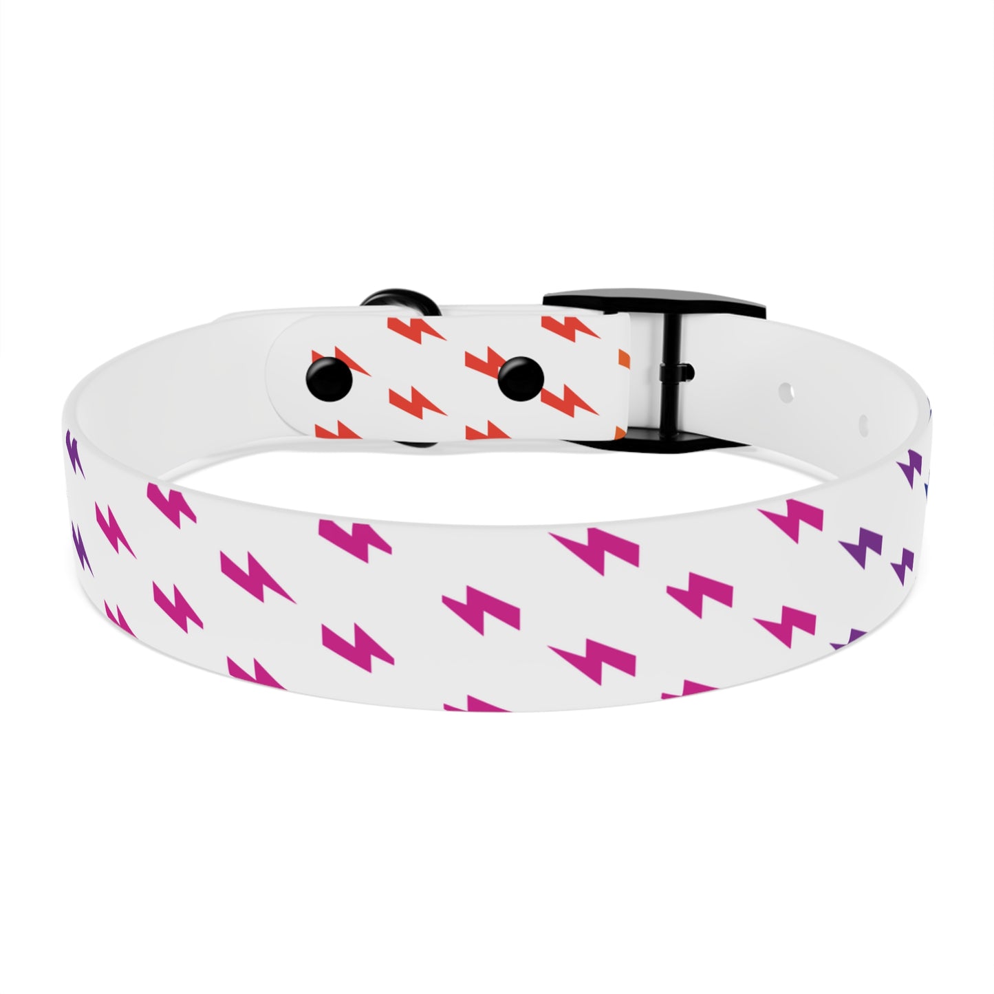 Lightning Icon (White/Rainbow) Dog Collar