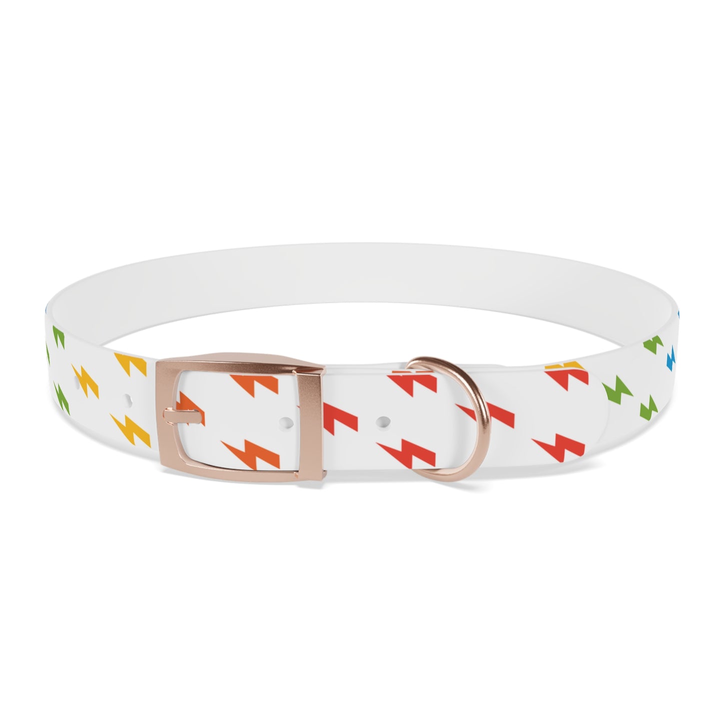 Lightning Icon (White/Rainbow) Dog Collar