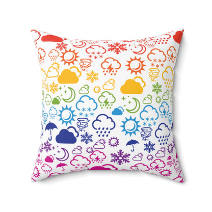 Wx Icon (White/Rainbow) Throw Pillow