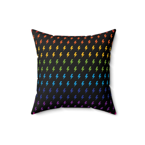 Lightning (Black/Rainbow) Throw Pillow