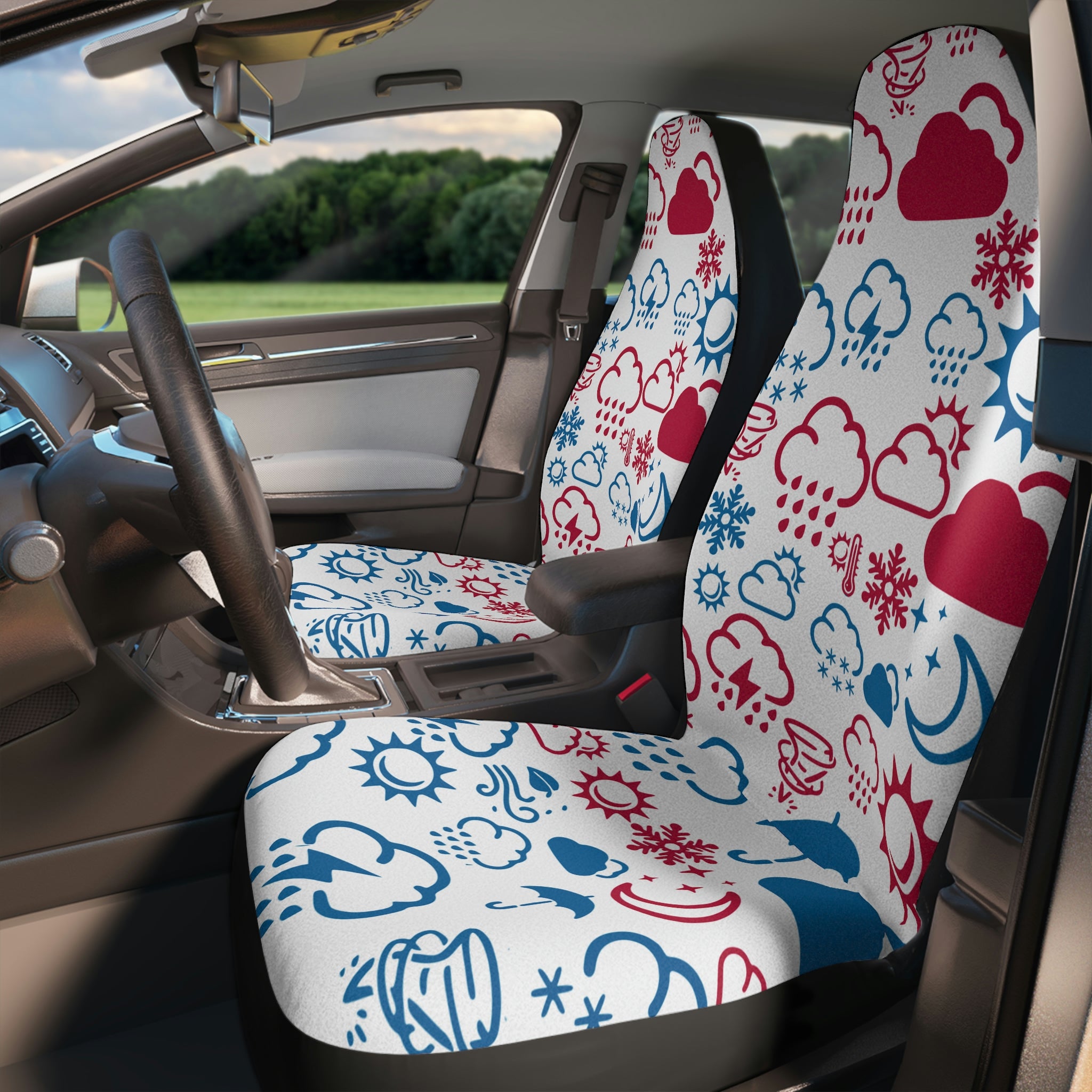 Wx Icon (Red/Blue) Car Seat Covers 