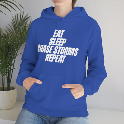 Eat, Sleep, Chase Storms, Repeat Sudadera con capucha 