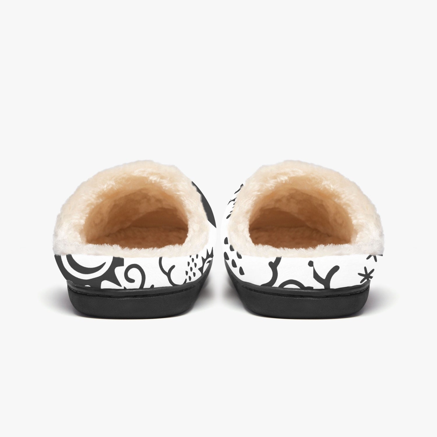 Wx Icon (White/Black) Fluffy Slippers 