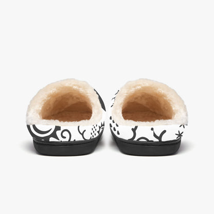 Wx Icon (White/Black) Fluffy Slippers