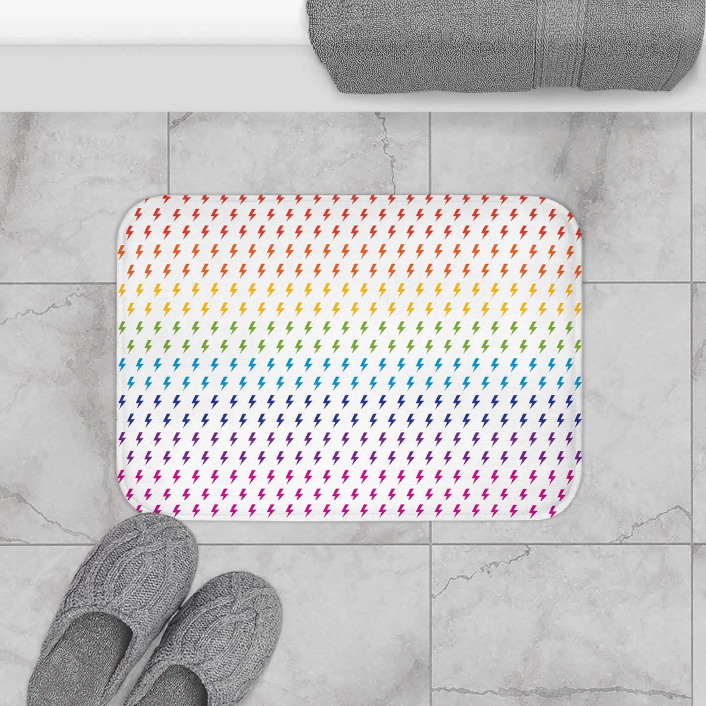 Lightning (White/Rainbow) Bath Mat