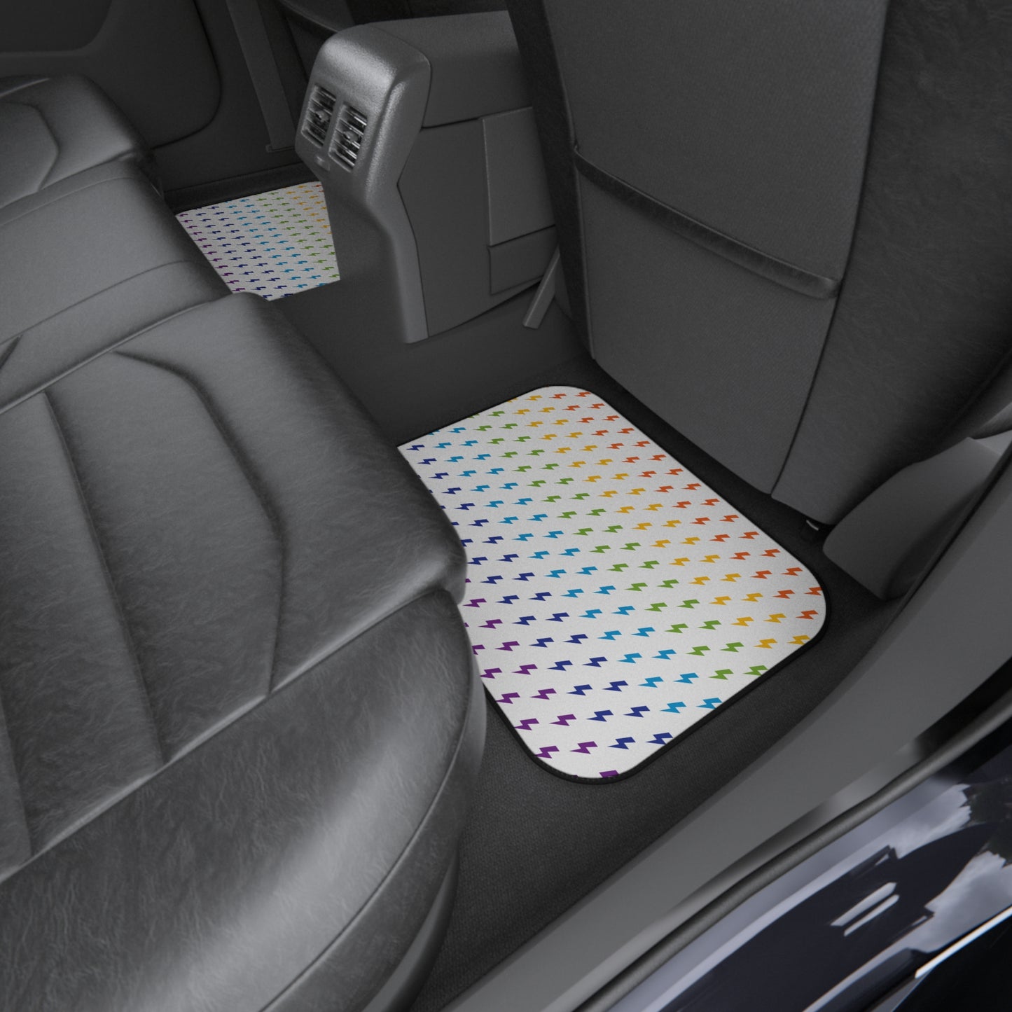 Lightning (White/Rainbow) Car Mats (Set of 4)