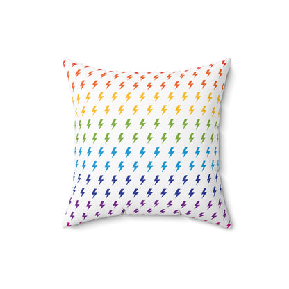 Lightning (White/Rainbow) Throw Pillow