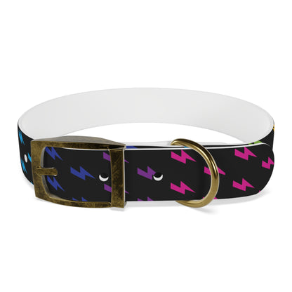 Lightning Icon (Black/Rainbow) Dog Collar