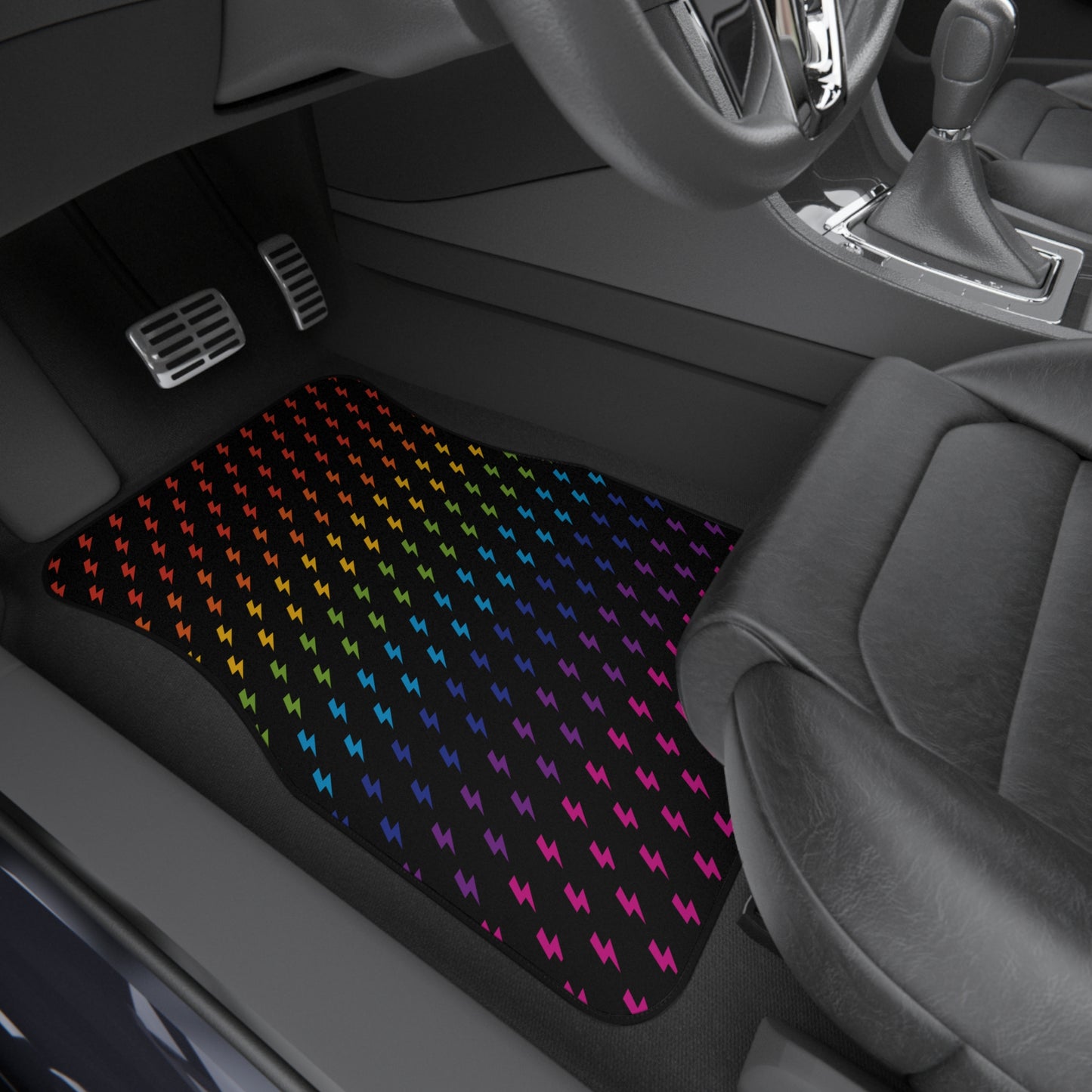 Lightning (Black/Rainbow) Car Mats (Set of 4)