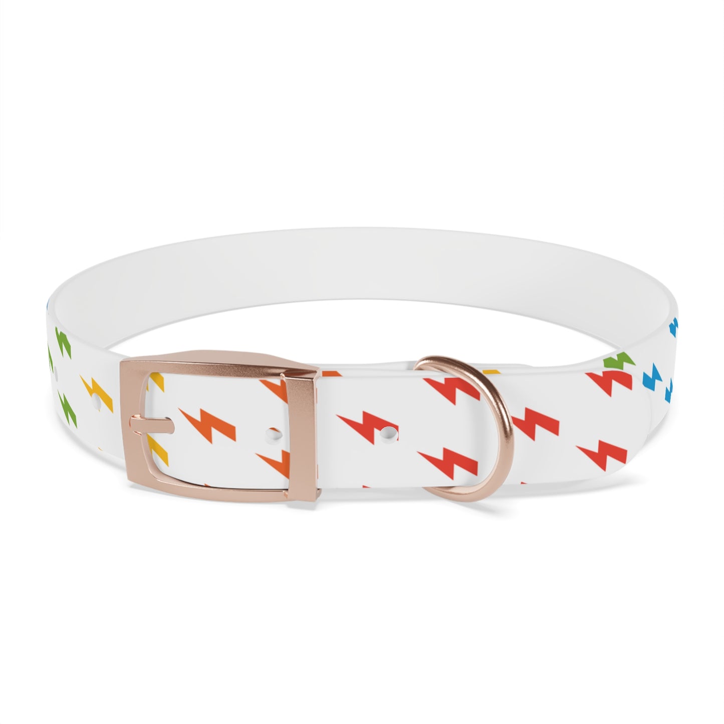 Lightning Icon (White/Rainbow) Dog Collar