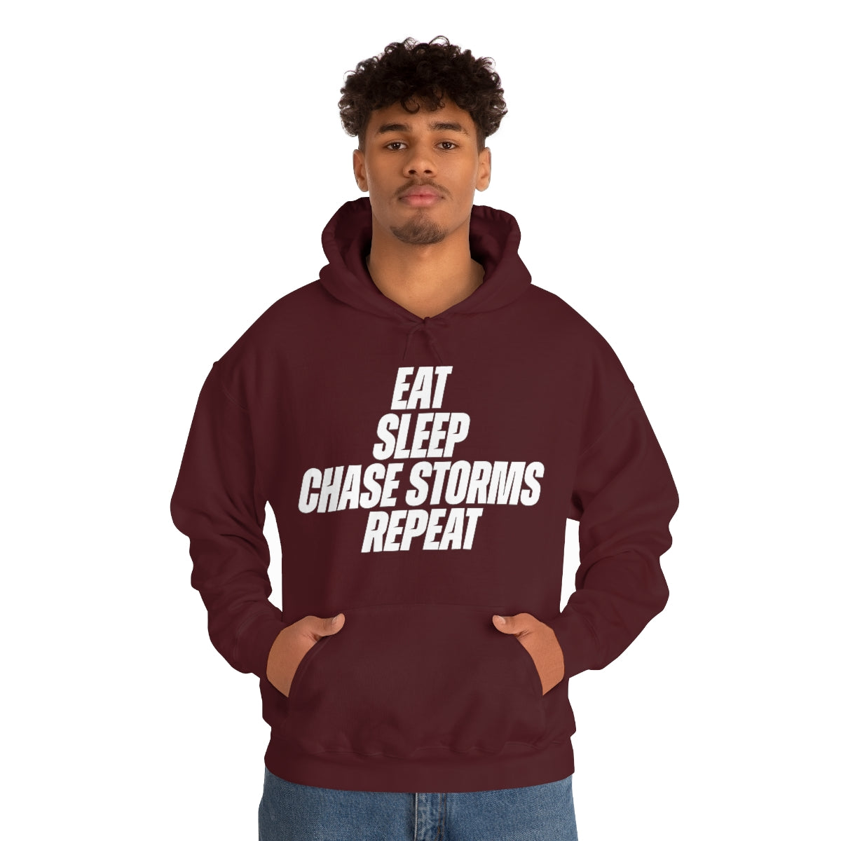 Eat, Sleep, Chase Storms, Repeat Sudadera con capucha 