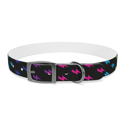 Lightning Icon (Black/Rainbow) Dog Collar