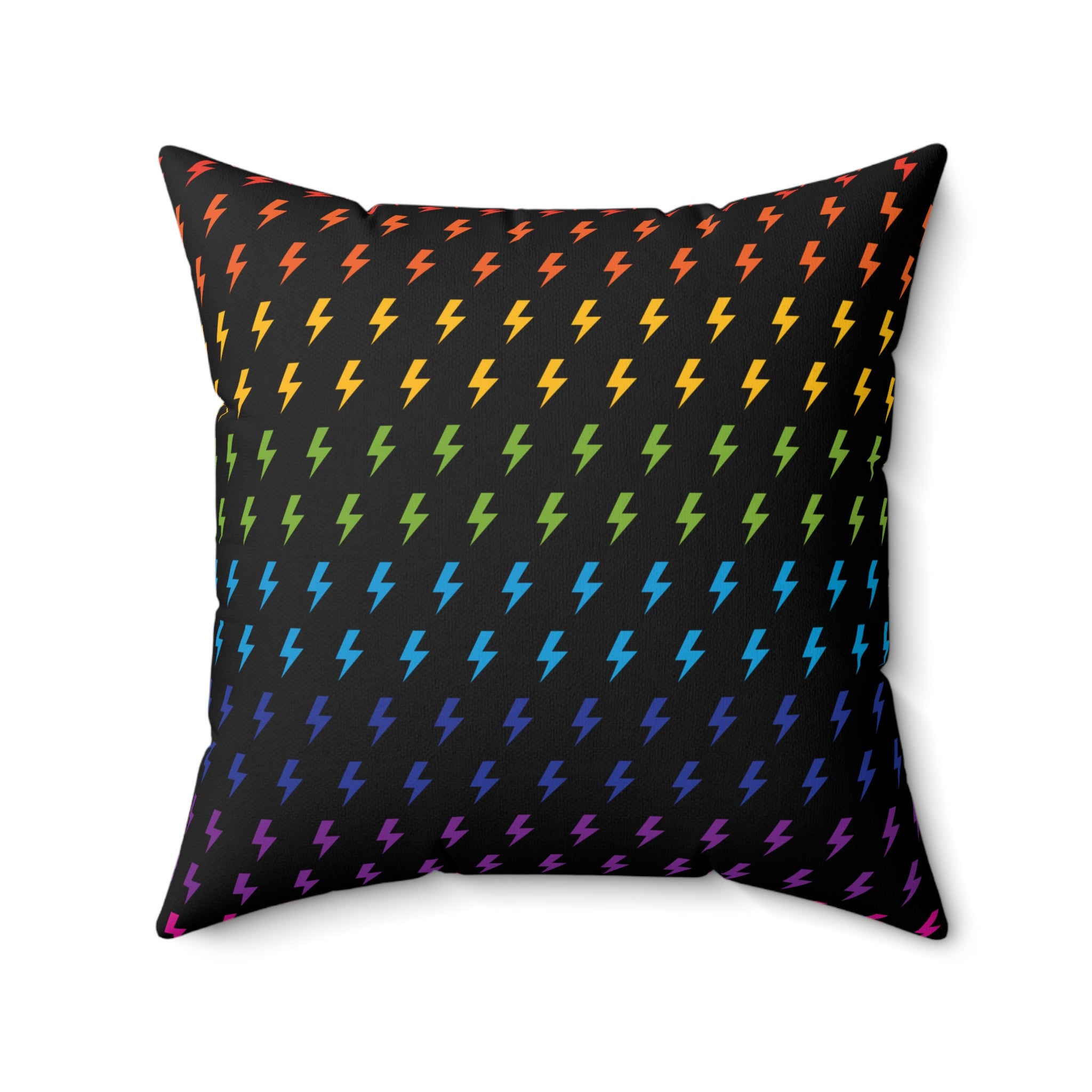 Lightning (Black/Rainbow) Throw Pillow 