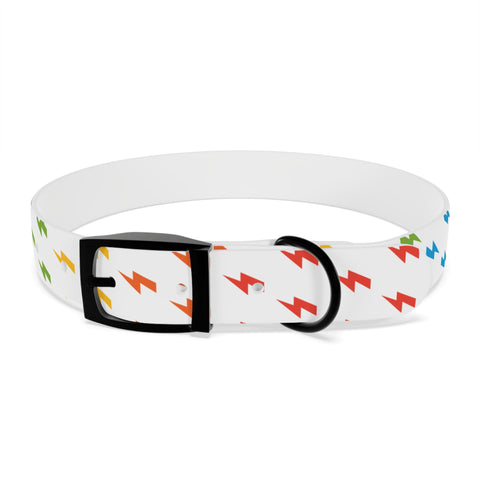 Lightning Icon (White/Rainbow) Dog Collar