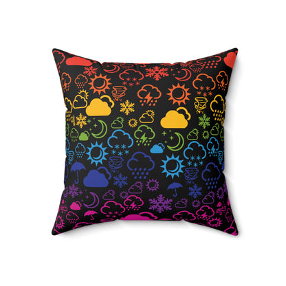 Wx Icon (Black/Rainbow) Throw Pillow