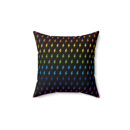 Lightning (Black/Rainbow) Throw Pillow