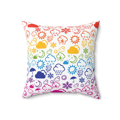 Wx Icon (White/Rainbow) Throw Pillow