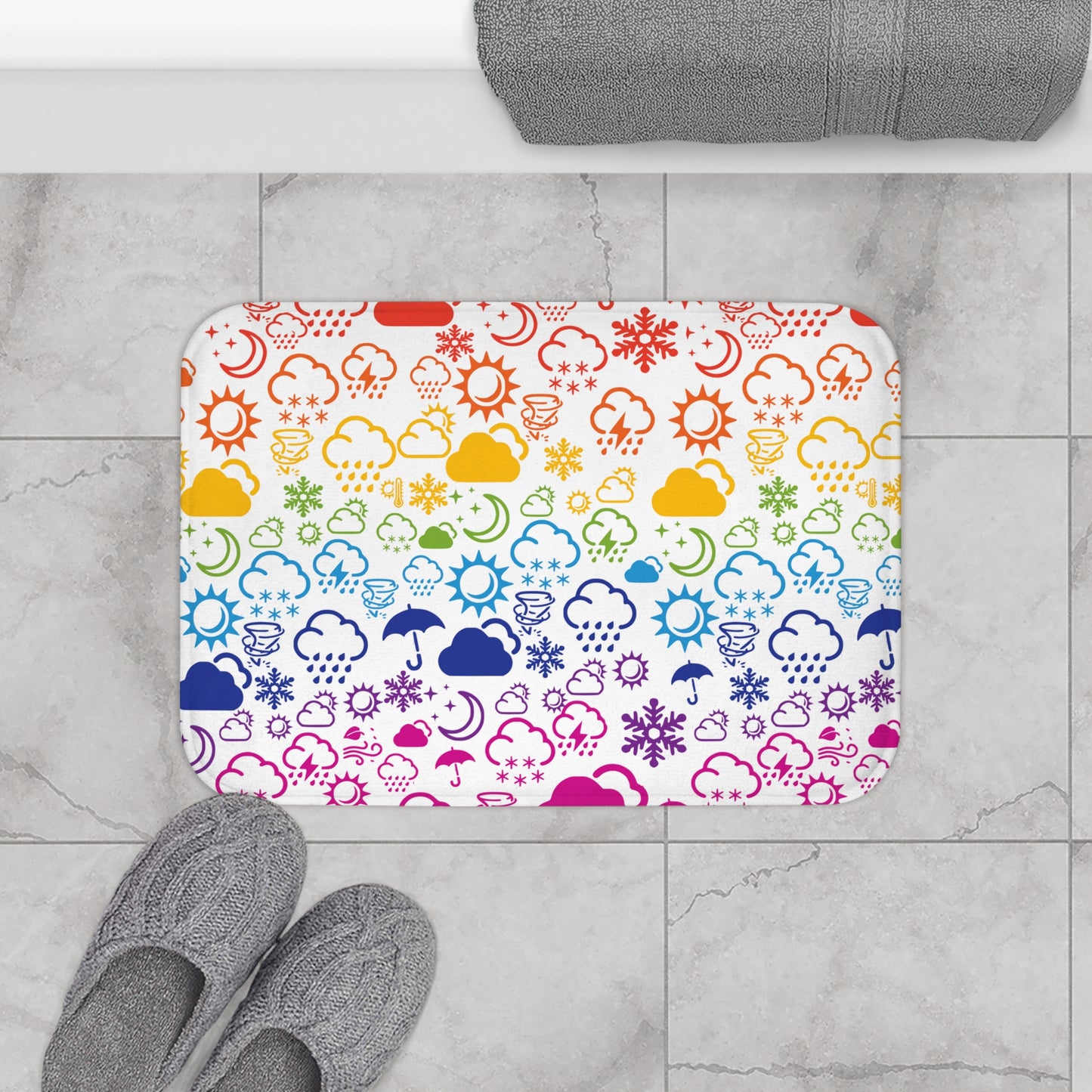 Wx Icon (White/Rainbow) Bath Mat