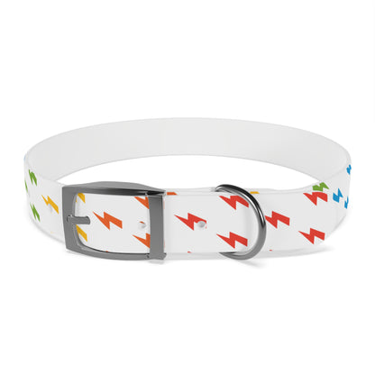 Lightning Icon (White/Rainbow) Dog Collar