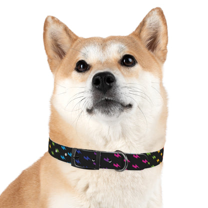 Lightning Icon (Black/Rainbow) Dog Collar