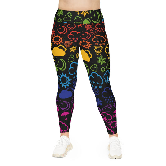 Wx Icon (Black/Rainbow) Plus Size Leggings