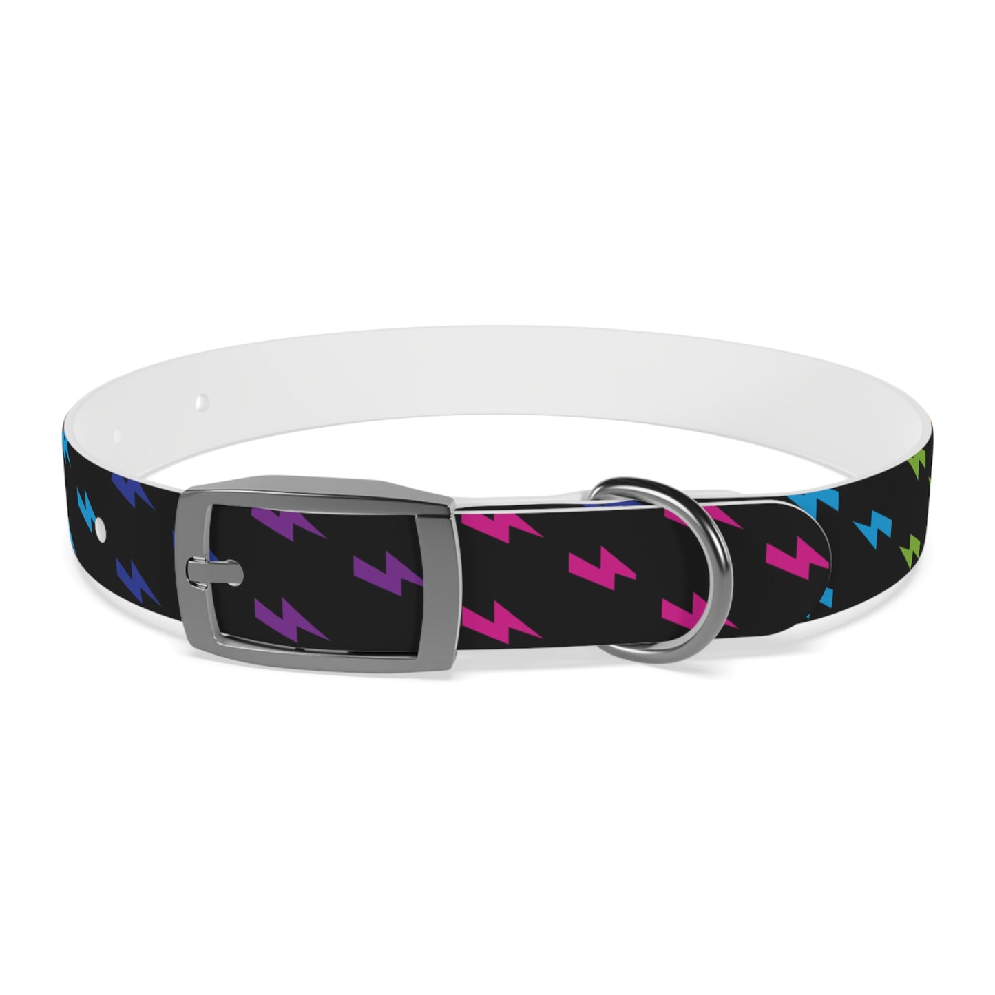 Lightning Icon (Black/Rainbow) Dog Collar