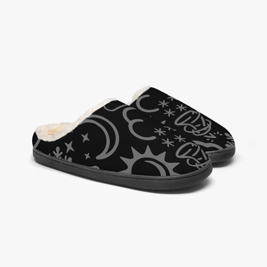 Wx Icon (Black/Gray) Fluffy Slippers