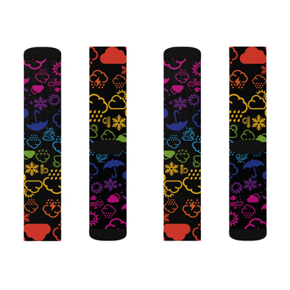 Wx Icon (Black/Rainbow) Socks