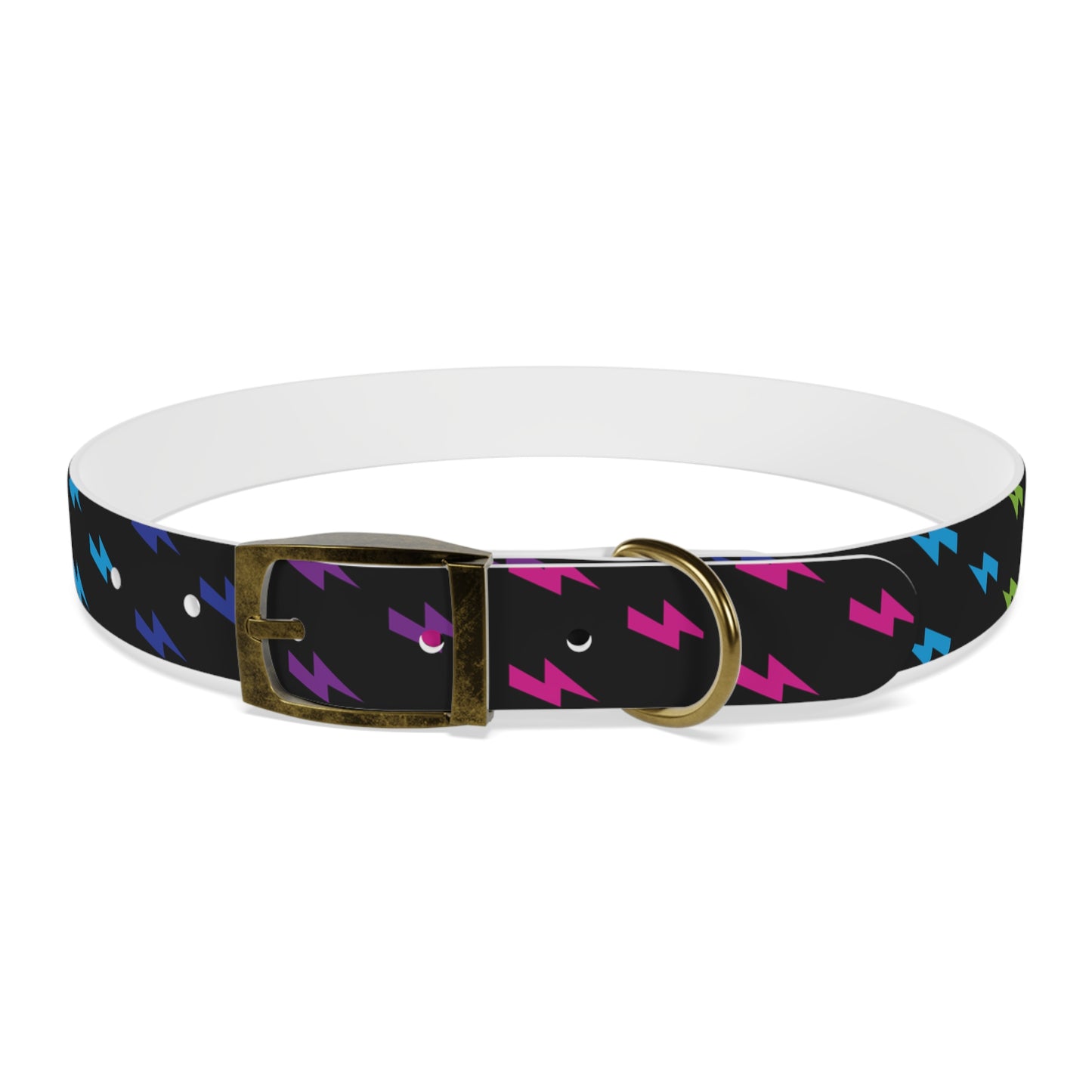 Lightning Icon (Black/Rainbow) Dog Collar