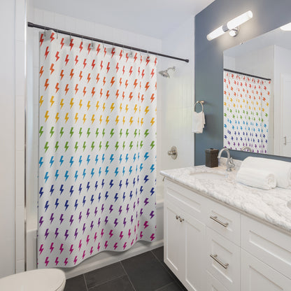 Lightning (White/Rainbow) Shower Curtain