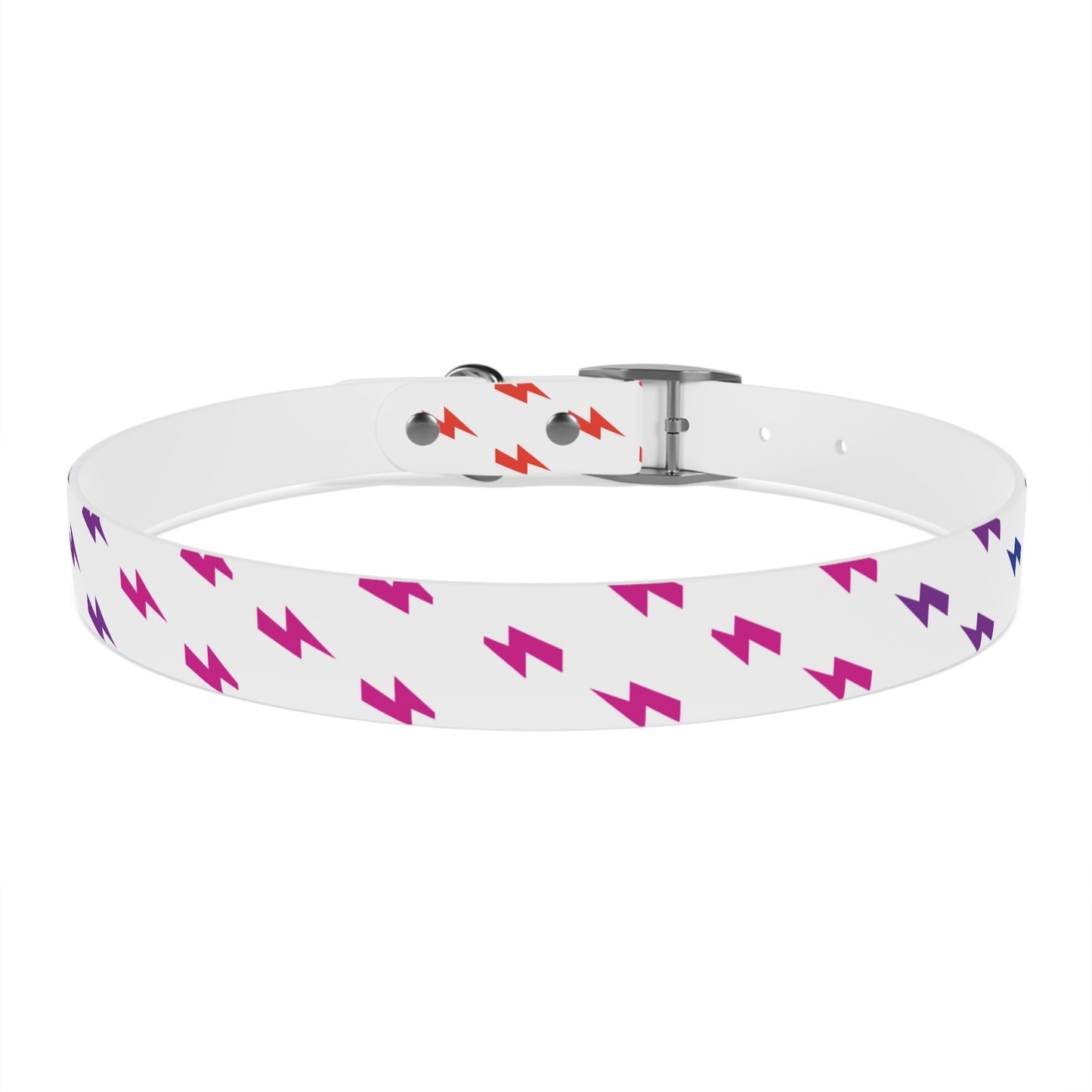 Lightning Icon (White/Rainbow) Dog Collar