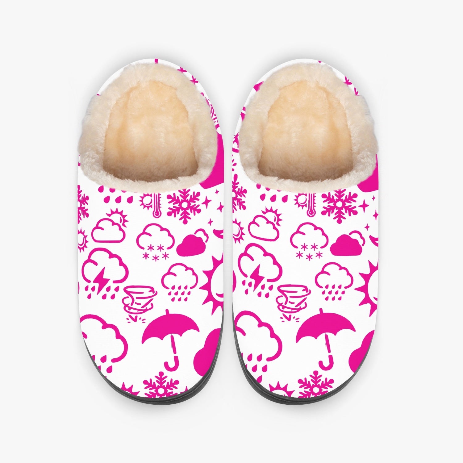 Wx Icon (White/Pink) Fluffy Slippers 
