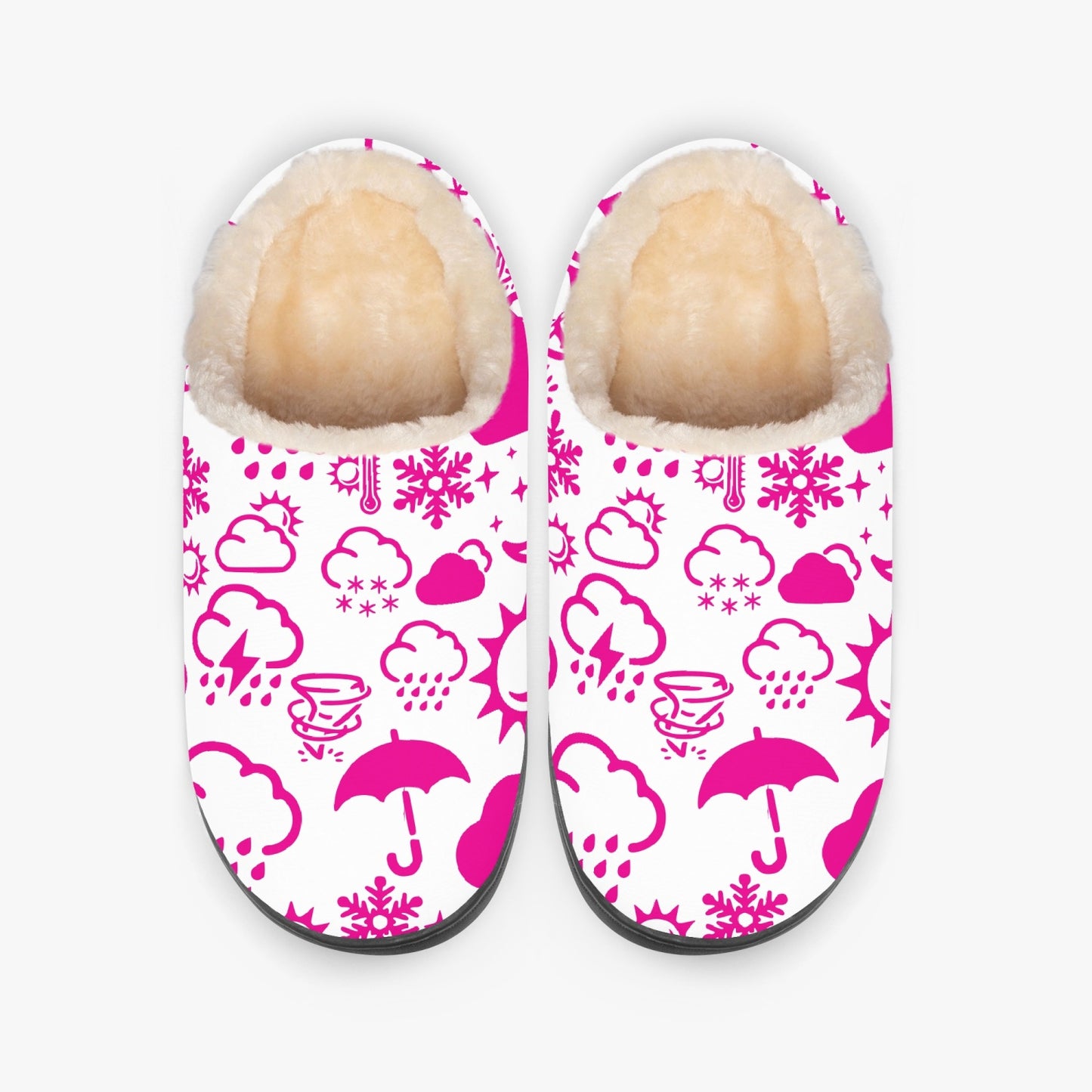 Wx Icon (White/Pink) Fluffy Slippers