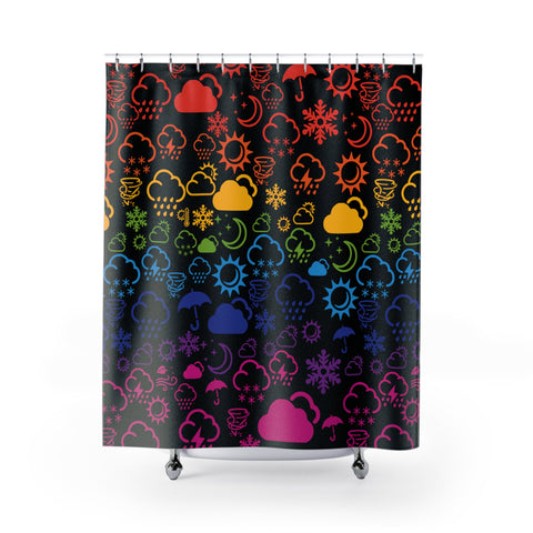 Wx Icon (Black/Rainbow) Shower Curtain
