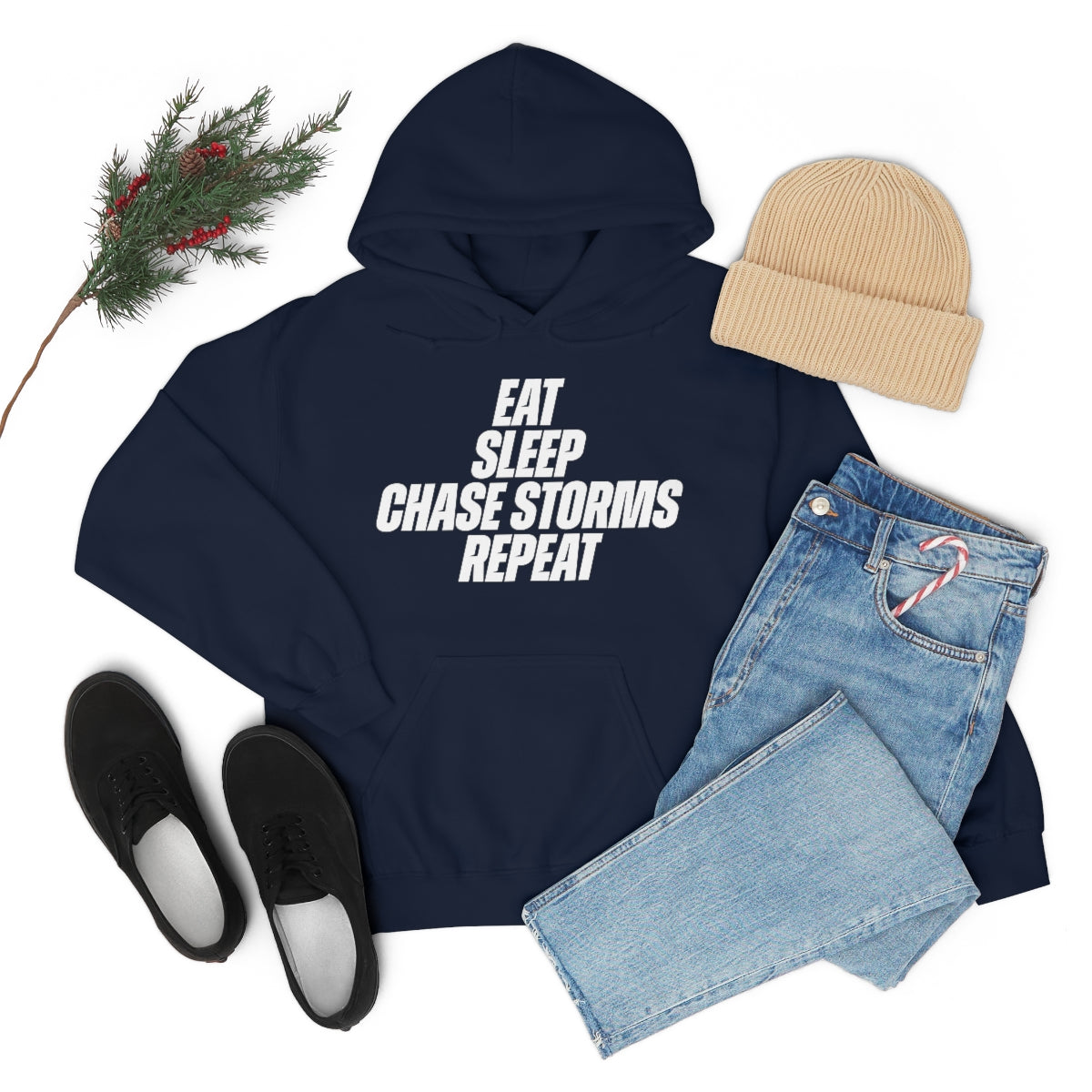 Eat, Sleep, Chase Storms, Repeat Sudadera con capucha 