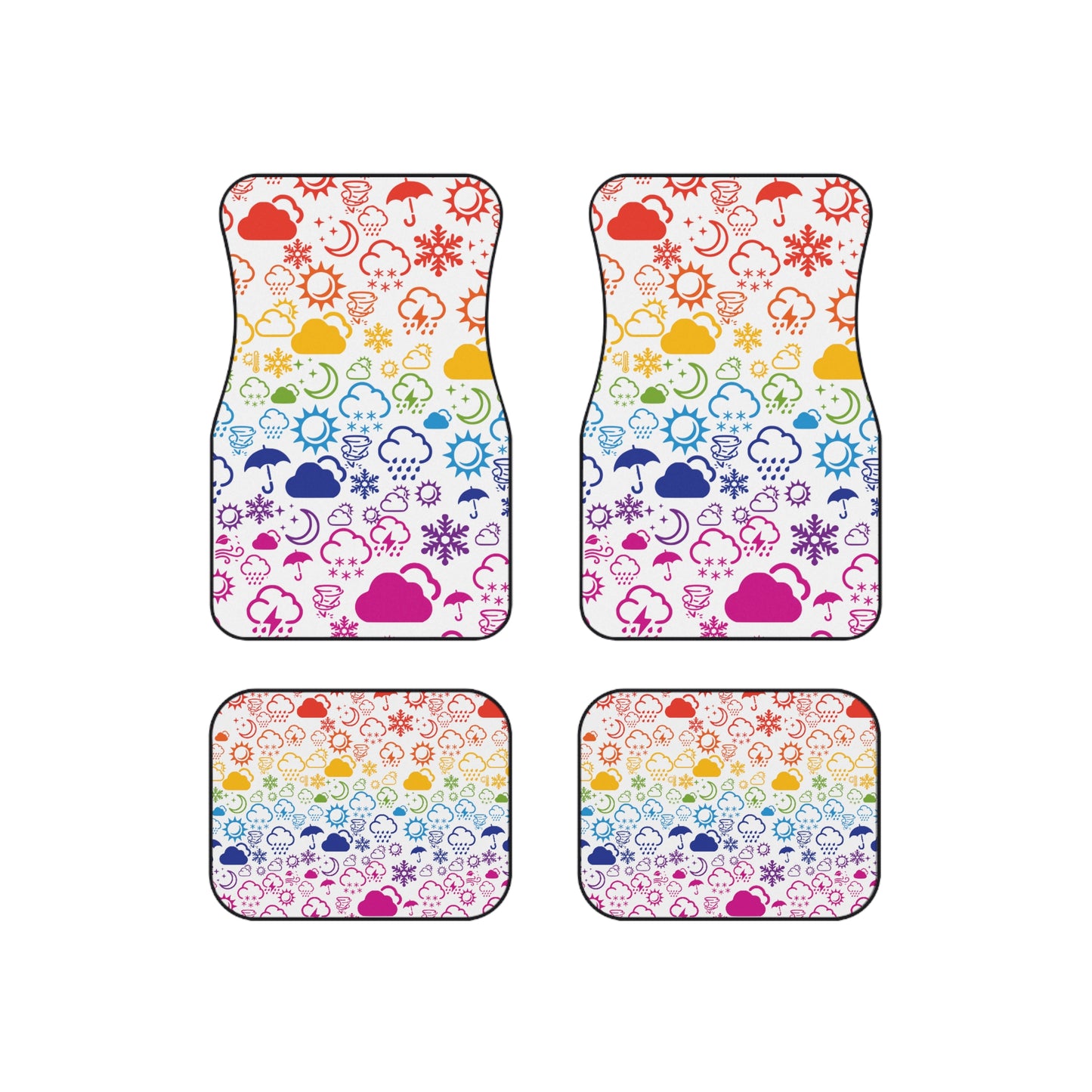 Wx Icon (White/Rainbow) Car Mats (Set of 4)