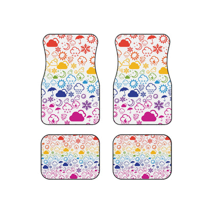 Wx Icon (White/Rainbow) Car Mats (Set of 4)