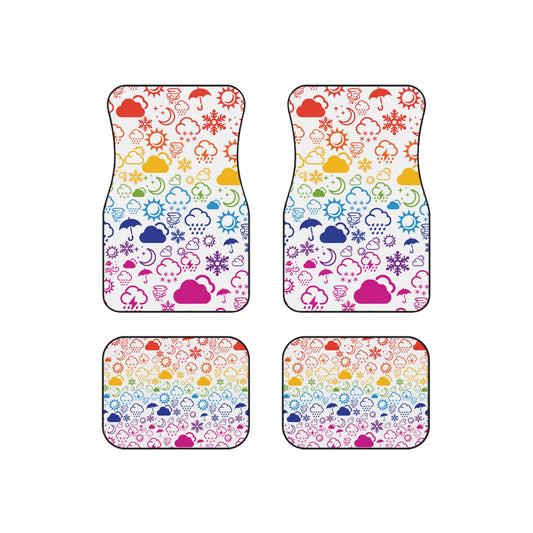 Wx Icon (White/Rainbow) Car Mats (Set of 4)