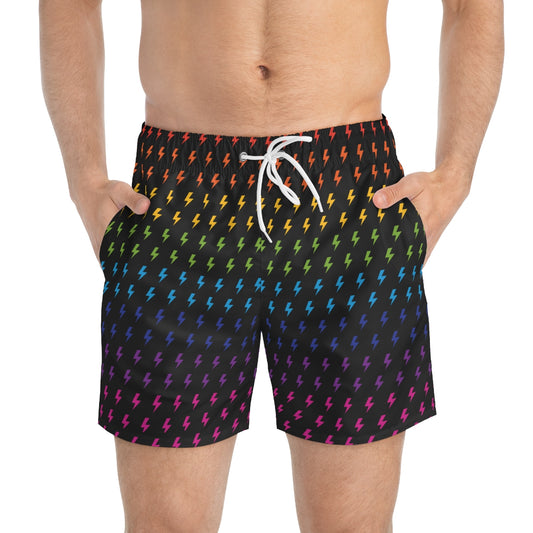 Lightning (Black/Rainbow) Swim Trunks