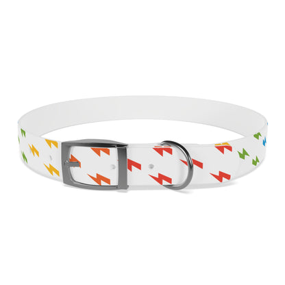 Lightning Icon (White/Rainbow) Dog Collar