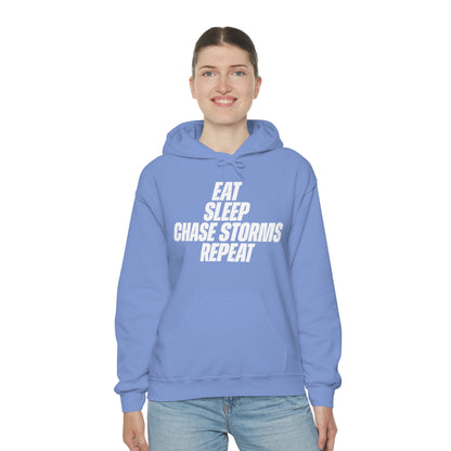 Eat, Sleep, Chase Storms, Repeat Sudadera con capucha 