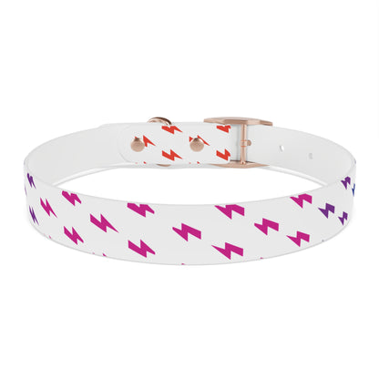 Lightning Icon (White/Rainbow) Dog Collar