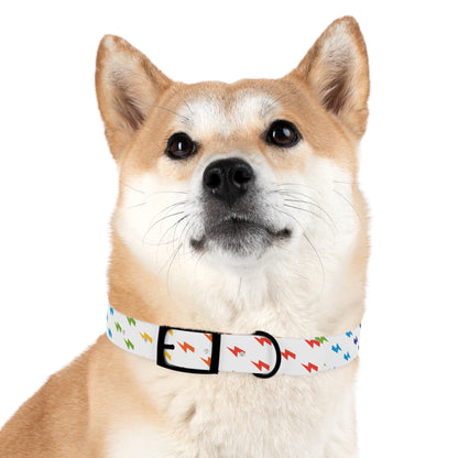 Lightning Icon (White/Rainbow) Dog Collar