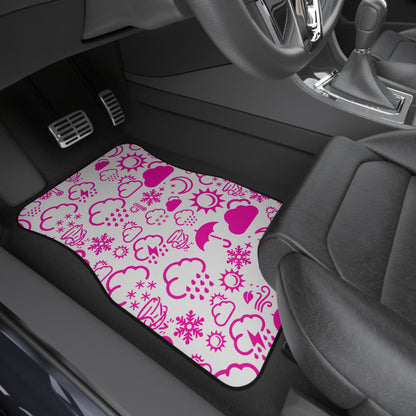 Wx Icon (White/Pink) Car Mats (Set of 4)