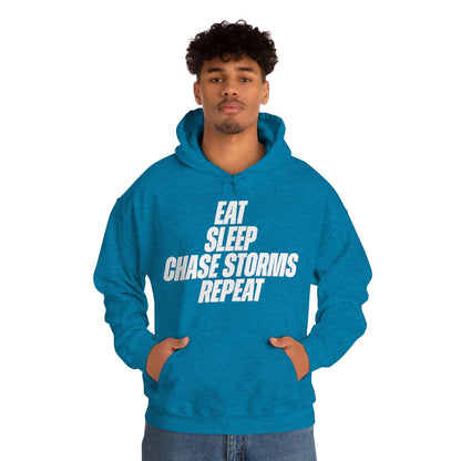 Eat, Sleep, Chase Storms, Repeat Sudadera con capucha 