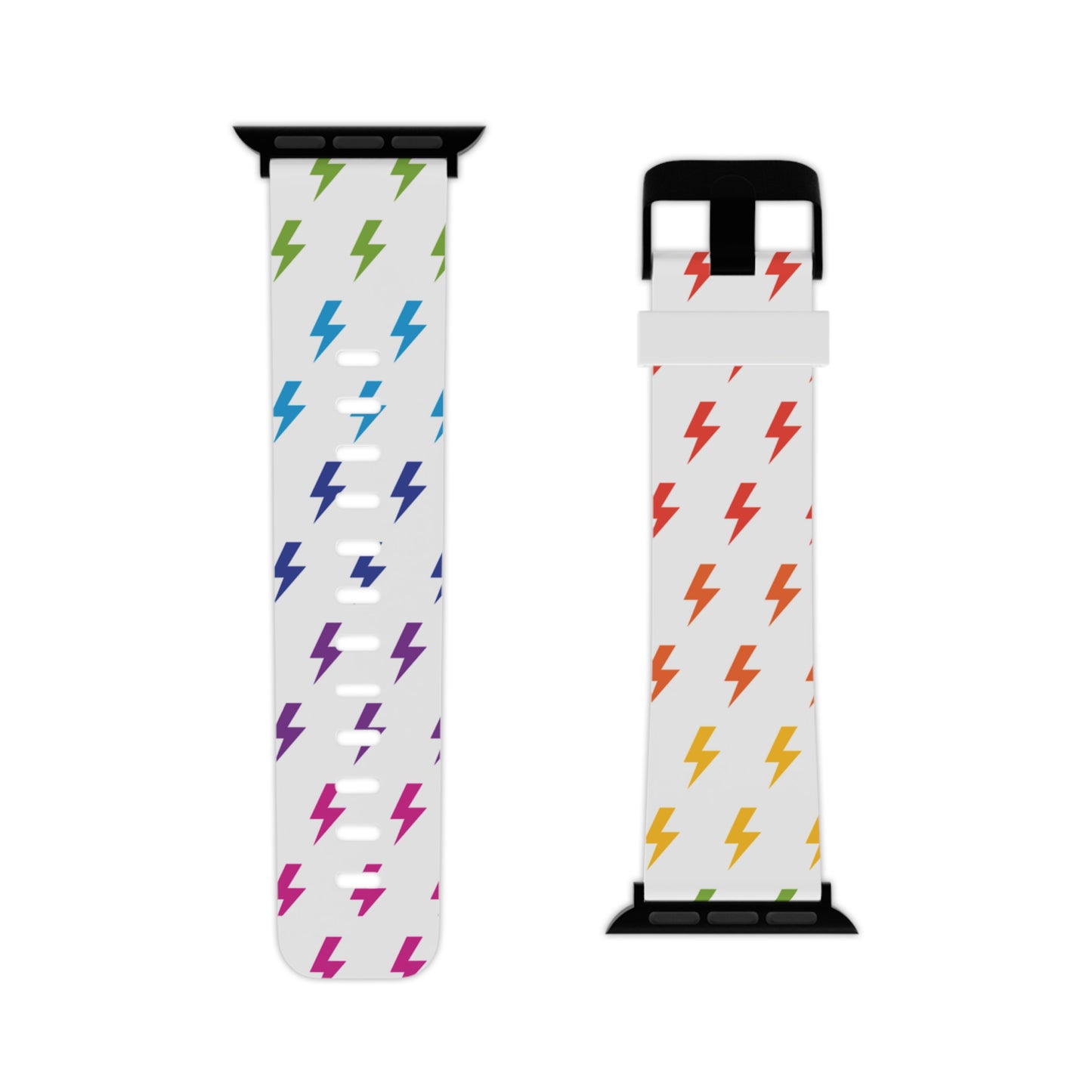 Lightning Icon (White/Rainbow) Watch Band for Apple Watch